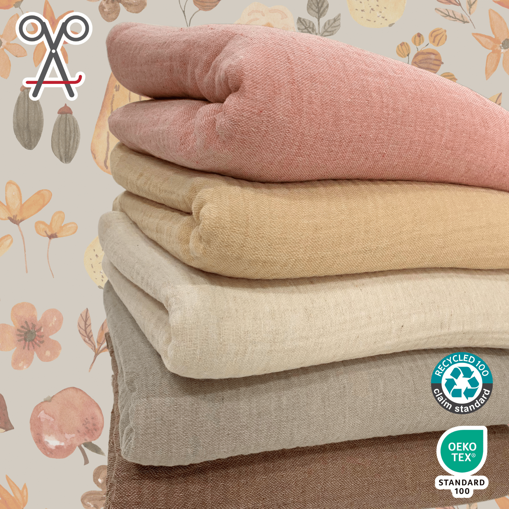 Coperta Neonato In Mussola 4 Strati TILLYOU 75x100 Cm, 100% Cotone, Morbida E Traspirante - Motivo Fiori Blu, Regalo Nascita
